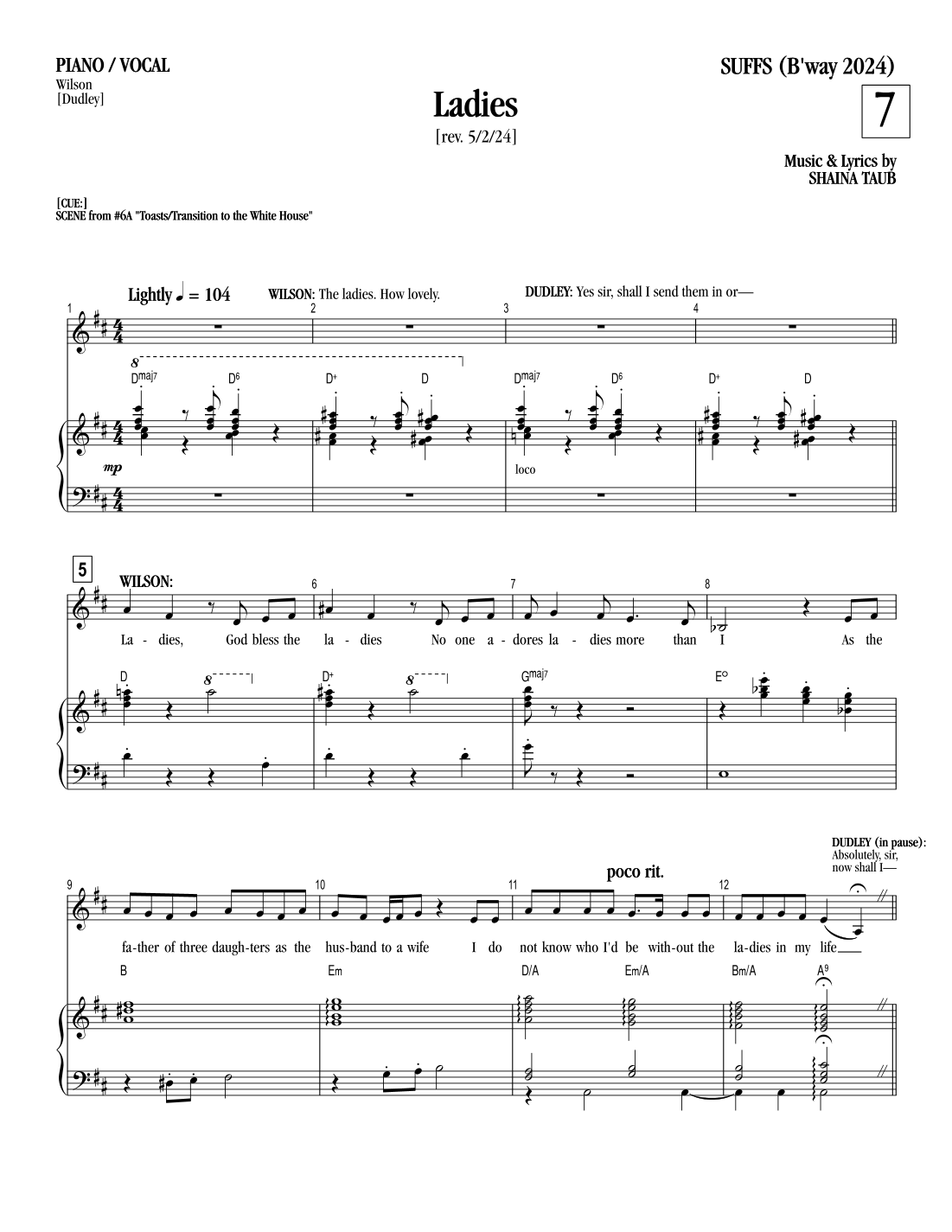 Interactive Digital Sheet Music preview of 'Ladies' by Shaina Taub, Piano & Vocal page 1