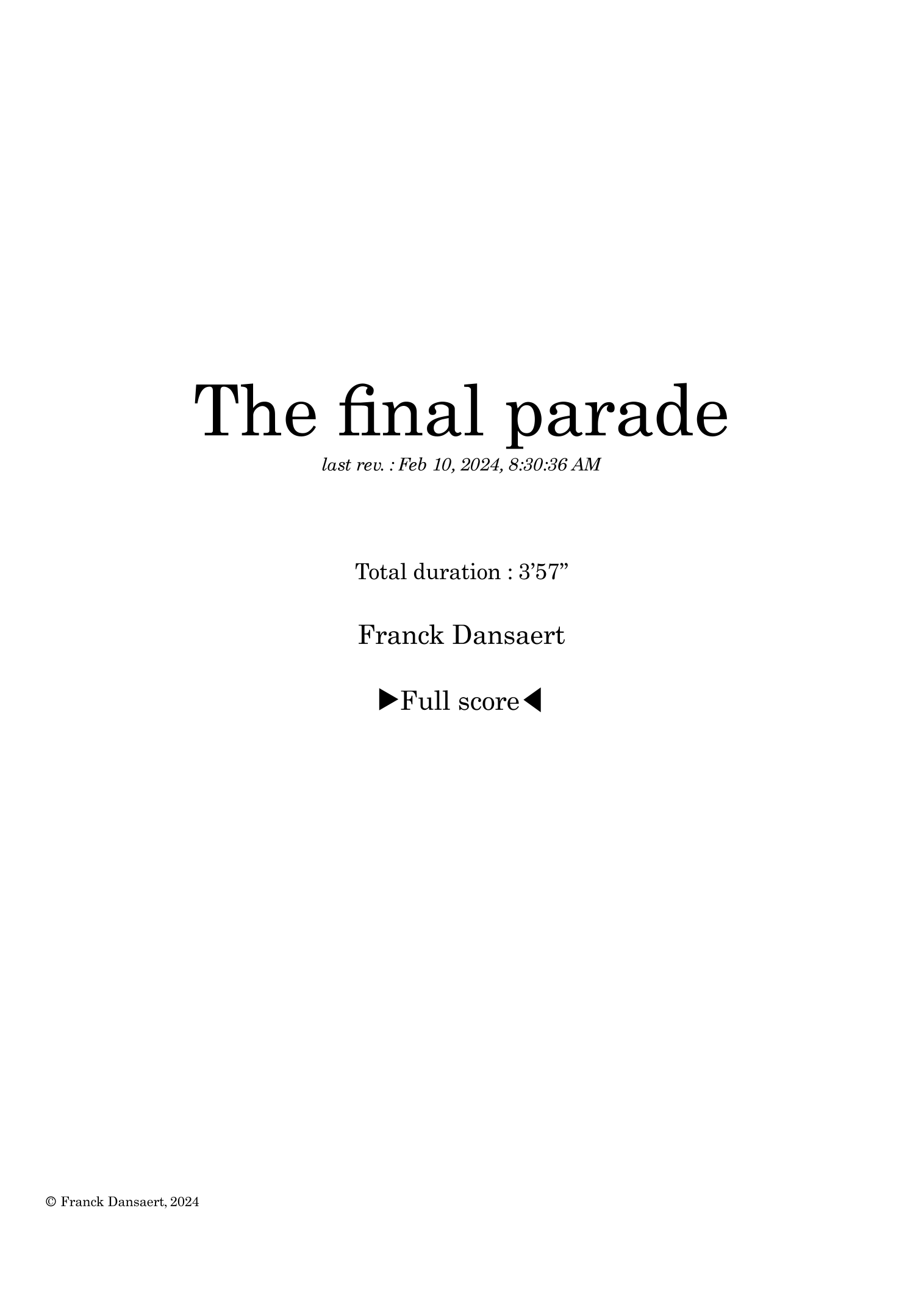 The Final Parade - Score Only by Franck Dansaert Full Orchestra