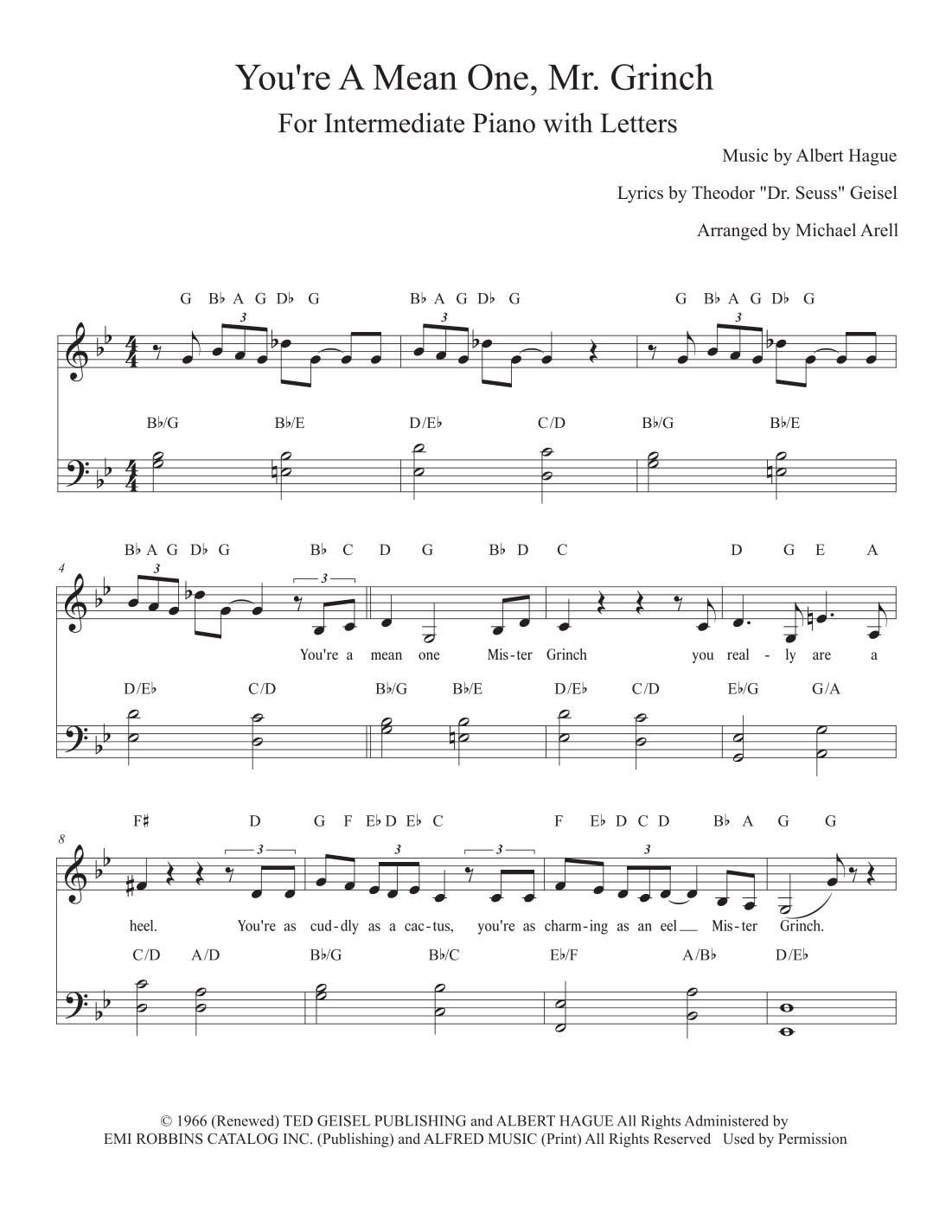 You're A Mean One, Mr. Grinch (arr. Michael Arell) von Albert Hague ...