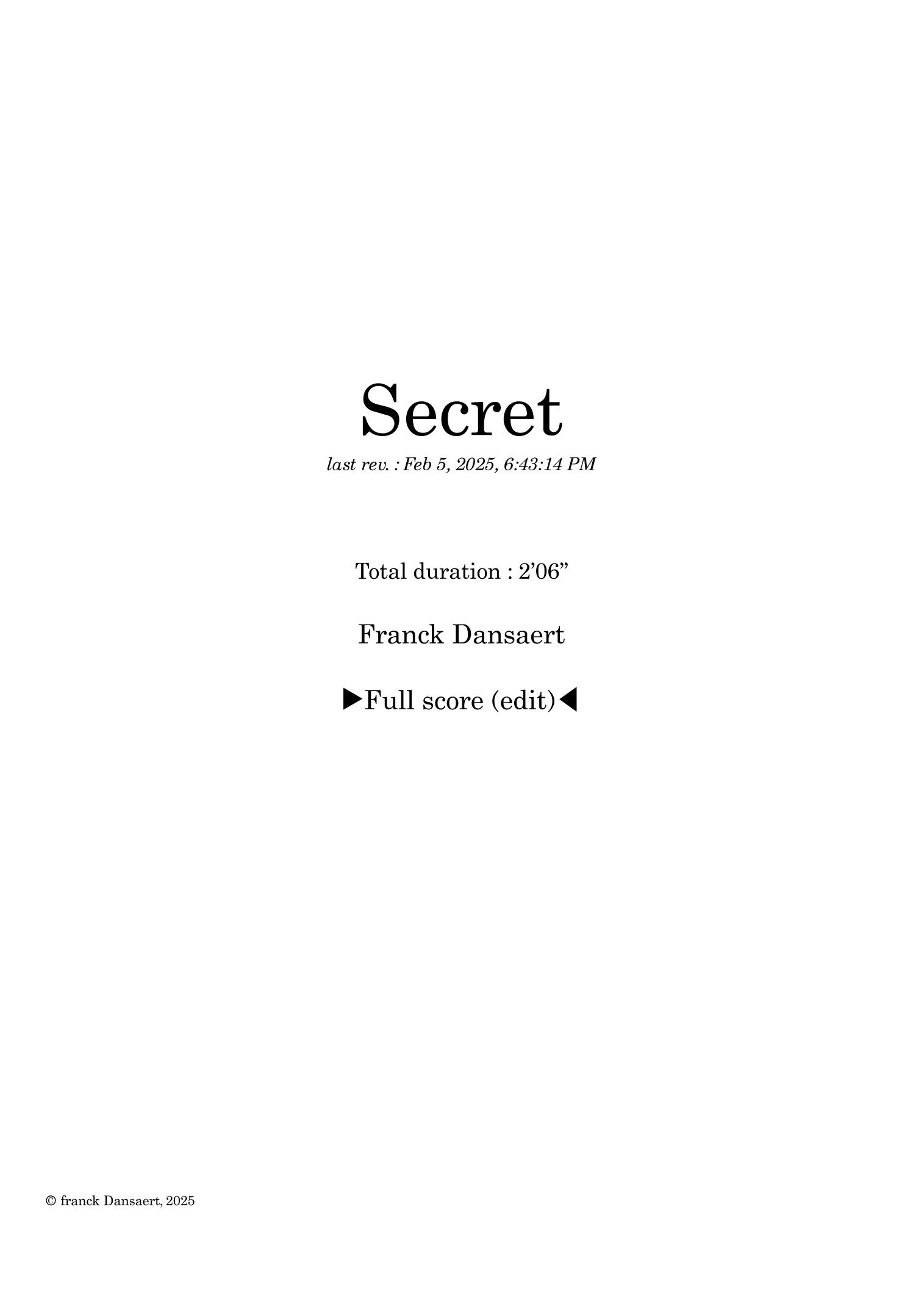Secret - 仅总谱 (Franck Dansaert) 管弦乐团 - 预览