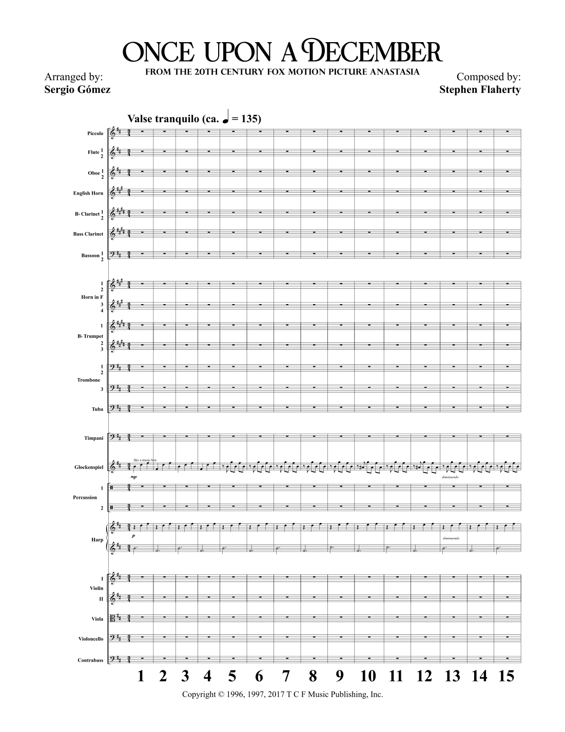 Once Upon A December (arr. Sergio Gómez) by Stephen Flaherty Full Orchestra