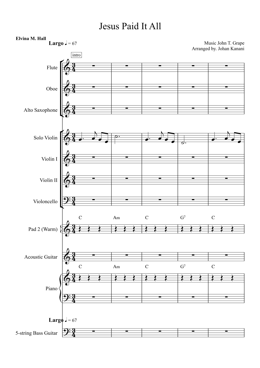 Jesus Paid It All (arr. Johan Kanani) by Traditional Hymn Full Orchestra