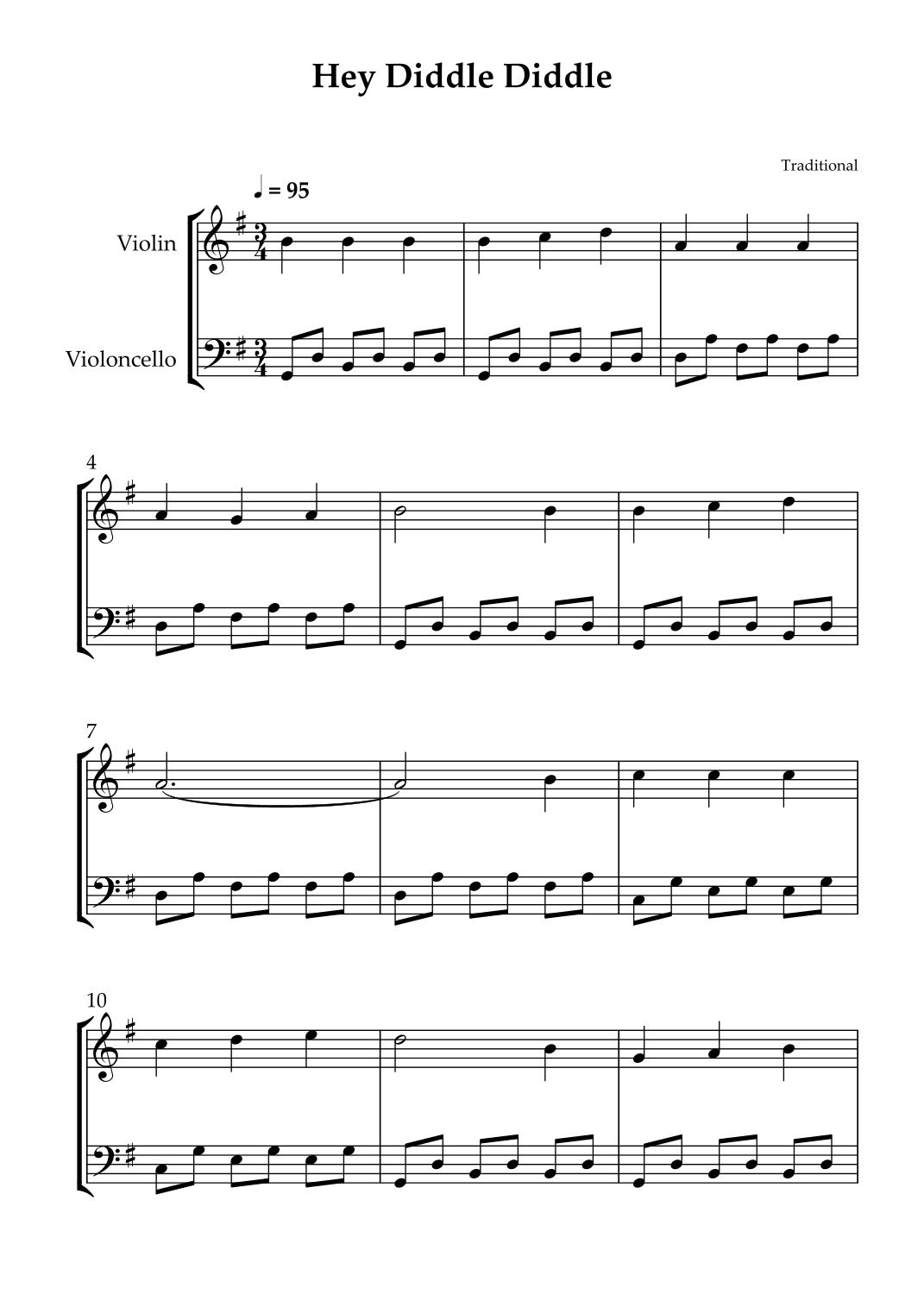 Hey Diddle Diddle by Traditional Sheet Music for Instrumental Duet (arr ...