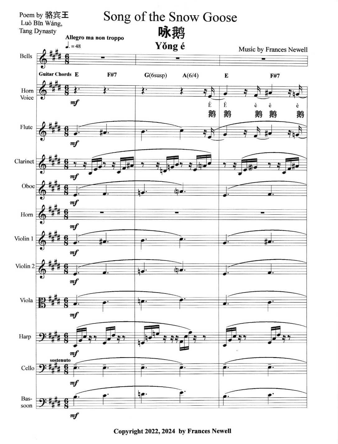 Song of the Snow Goose-Migrating Geese Sing FULL SCORE AND PARTS - Score Only by Frances Newell Full Orchestra