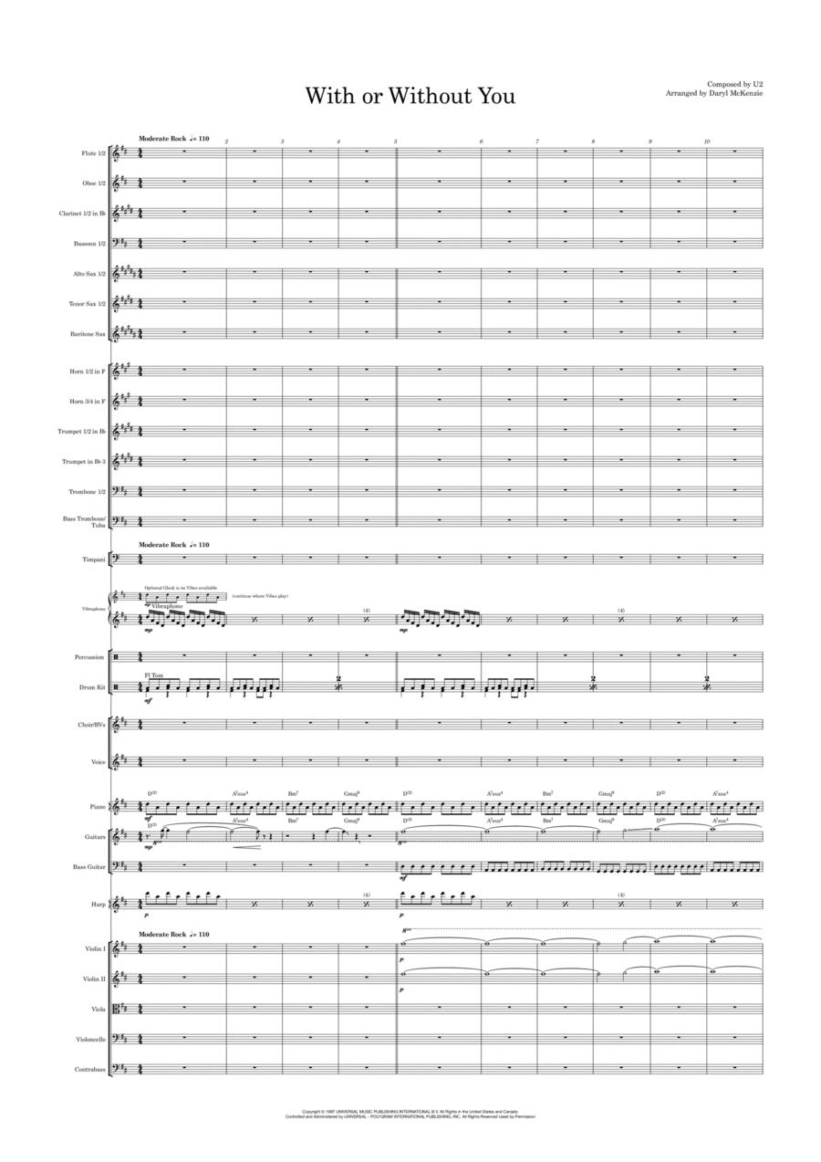With Or Without You (arr. Daryl McKenzie) by U2 管弦乐团 - 预览
