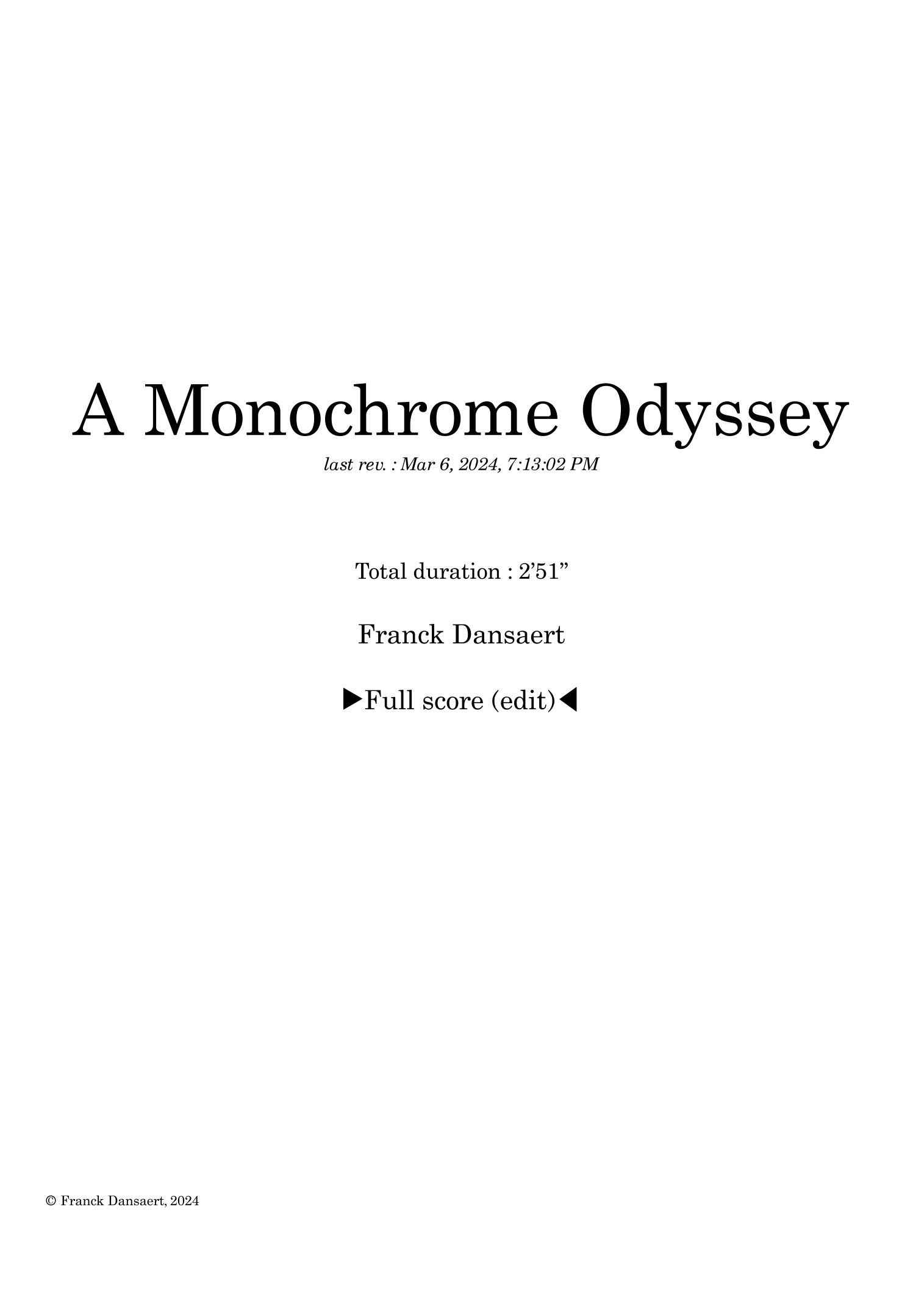 A Monochrome Odyssey - Score Only by Franck Dansaert Full Orchestra