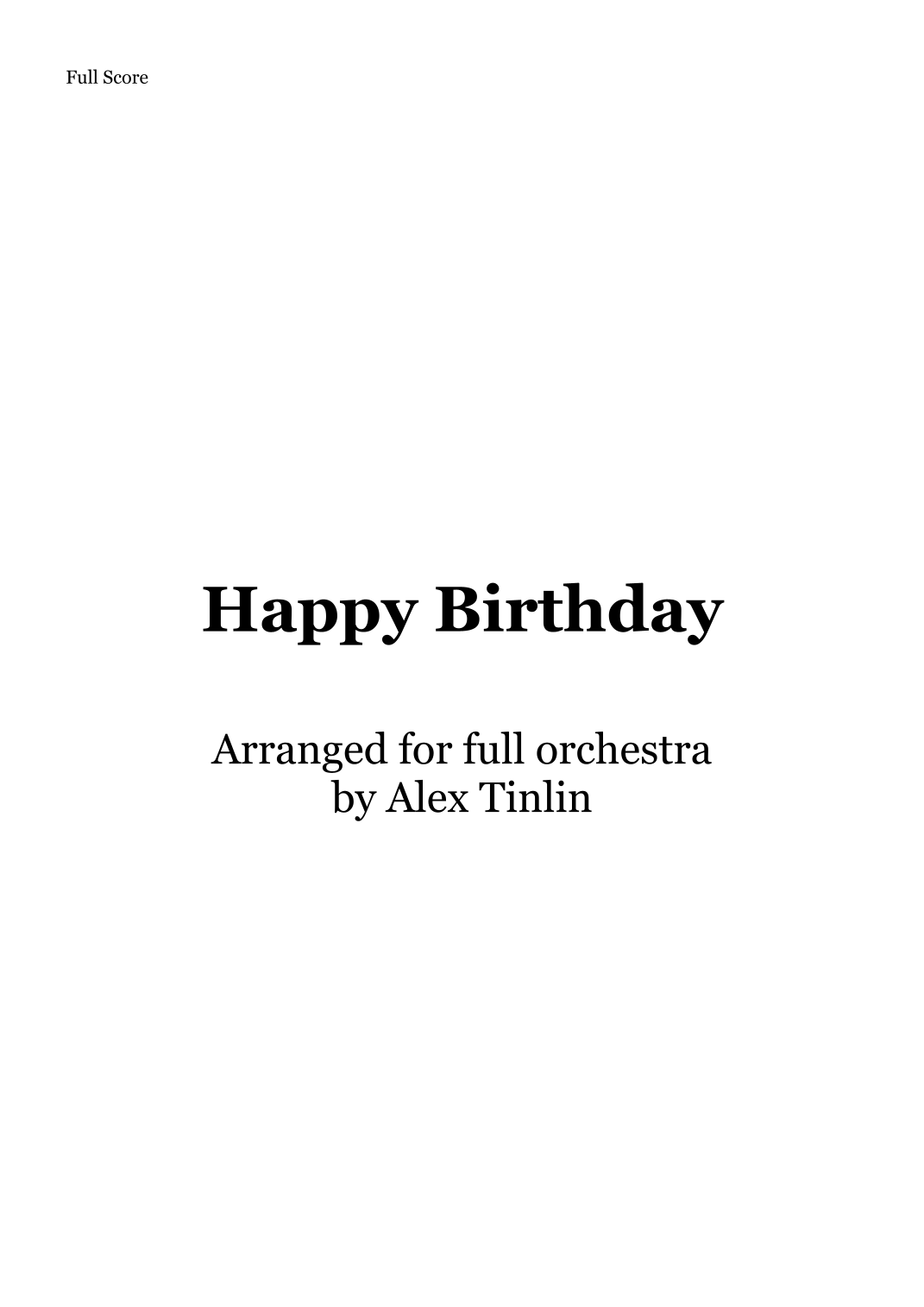 Happy Birthday (arr. Alex Tinlin) by Alex Tinlin 管弦乐团 - 预览