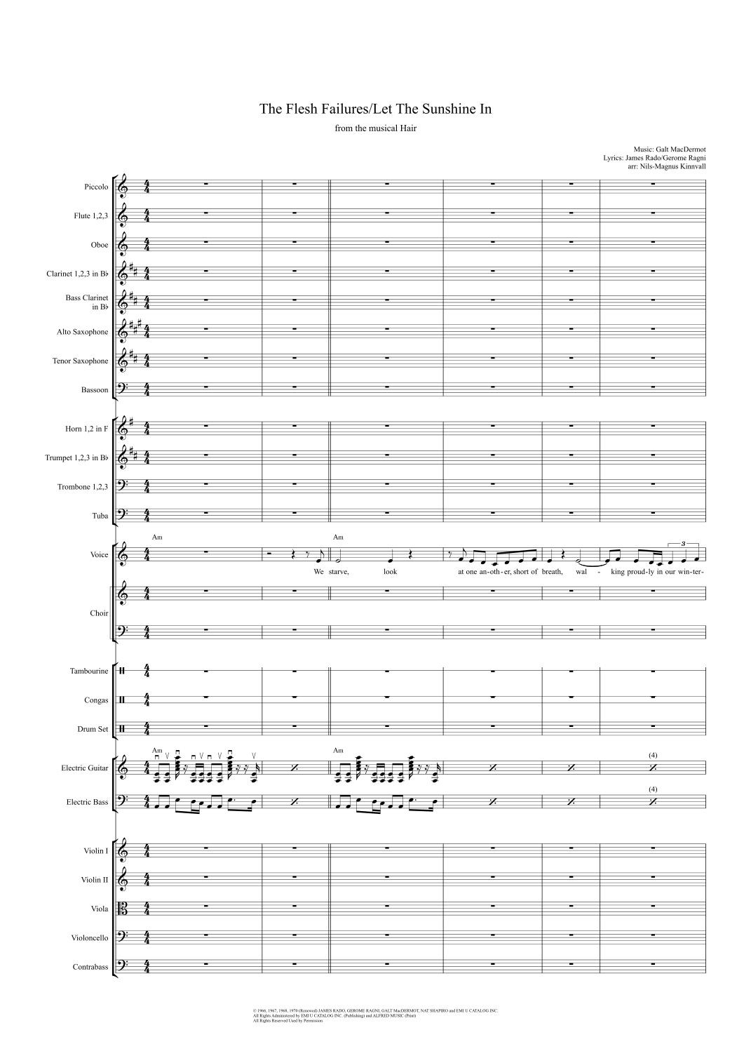 The Flesh Failures/eyes Look Your Last/let The Sunshine In (arr. Nils-Magnus Kinnvall) by Galt MacDermot Full Orchestra