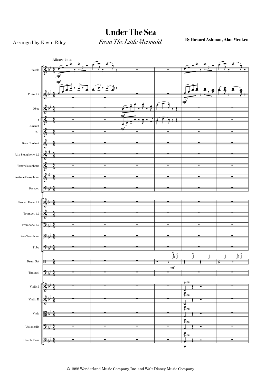 Under The Sea (arr. Kevin Riley) by Howard Ashman 管弦乐团 - 预览