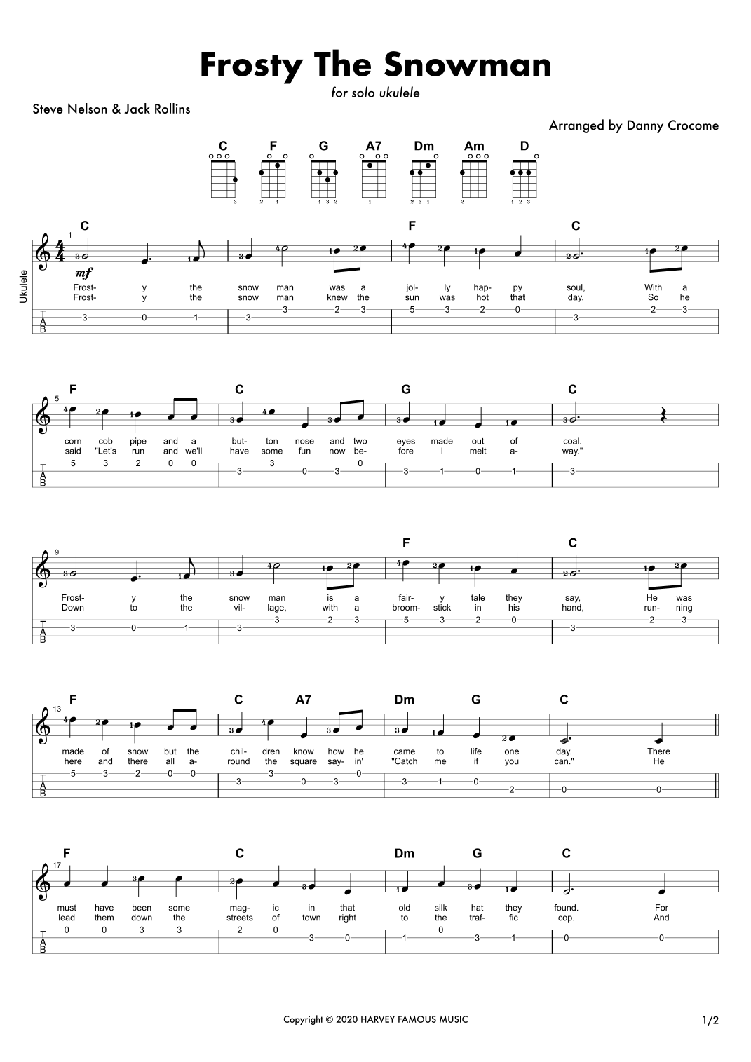 Frosty The Snowman (arr. Danny Crocome) by Steve Nelson Sheet Music for ...