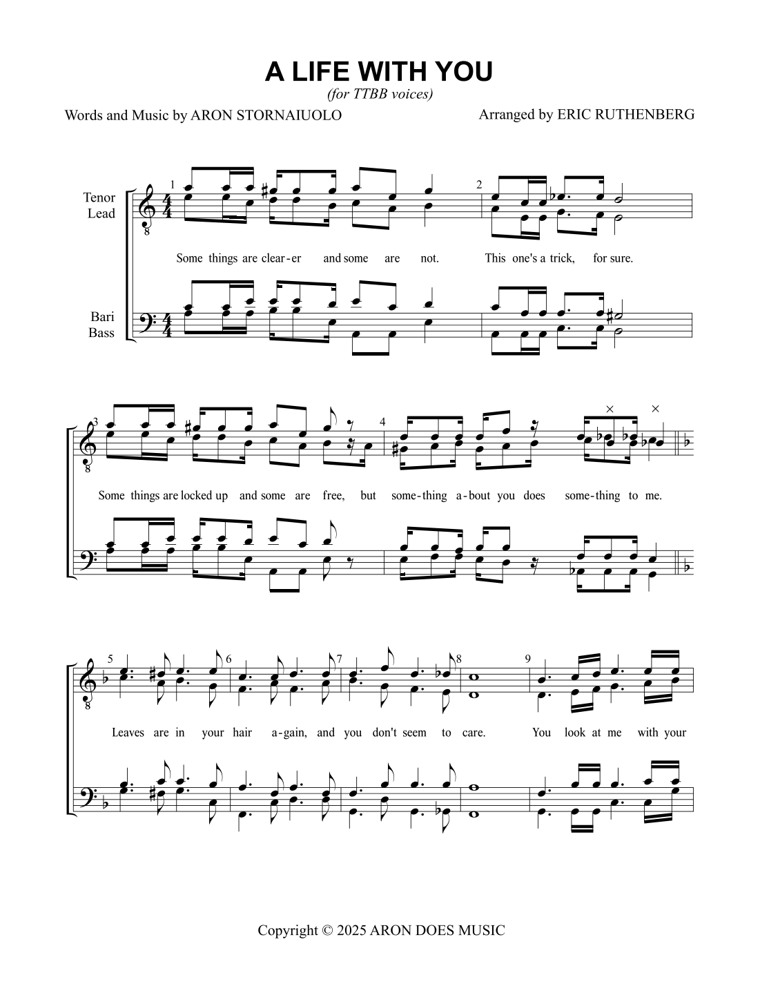 A Life With You (arr. Eric Ruthenberg) by Aron Stornaiuolo Sheet Music ...