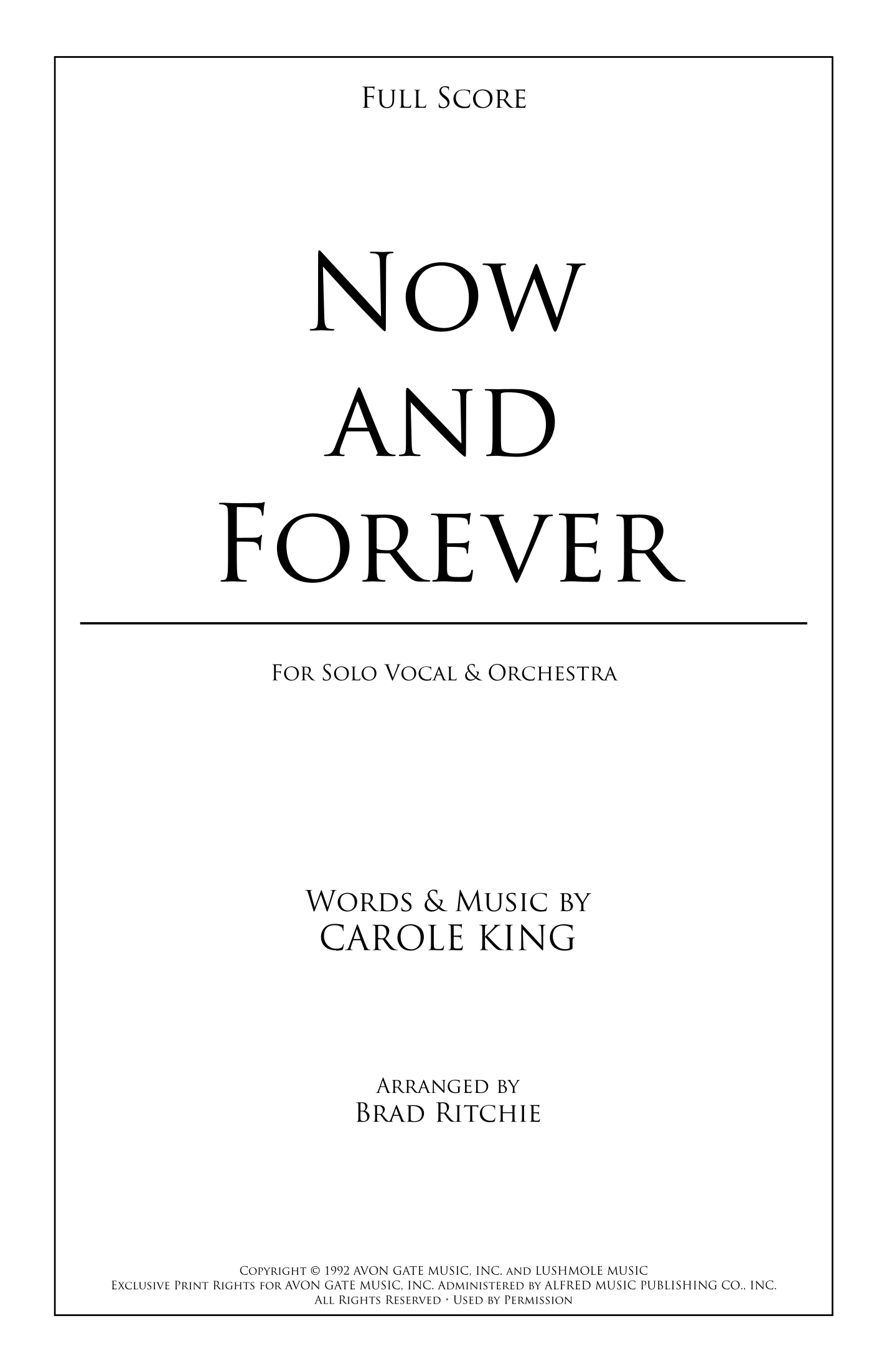 Now And Forever (arr. Brad Ritchie) by Carole King 管弦乐团 - 预览