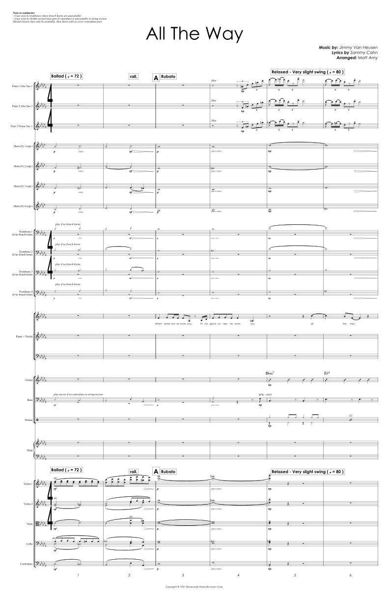 All The Way (arr. Matt Amy) by Frank Sinatra 管弦乐团 - 预览