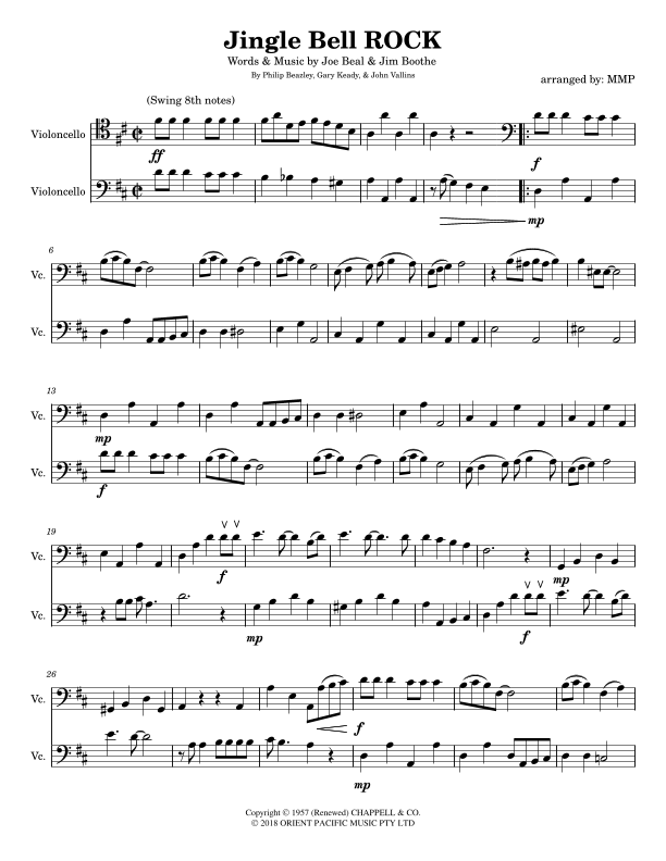 Jingle Bell Rock Sheet Music Gary Keady Cello Duet