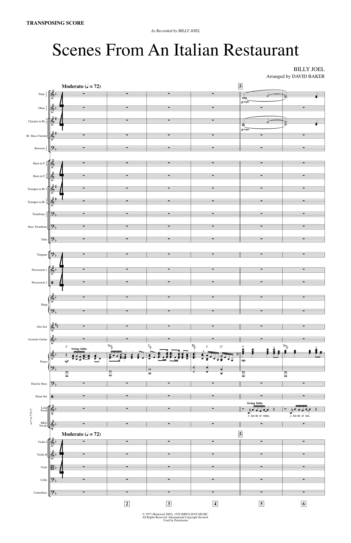 Scenes From An Italian Restaurant (arr. David Baker) by Billy Joel 管弦乐团 - 预览