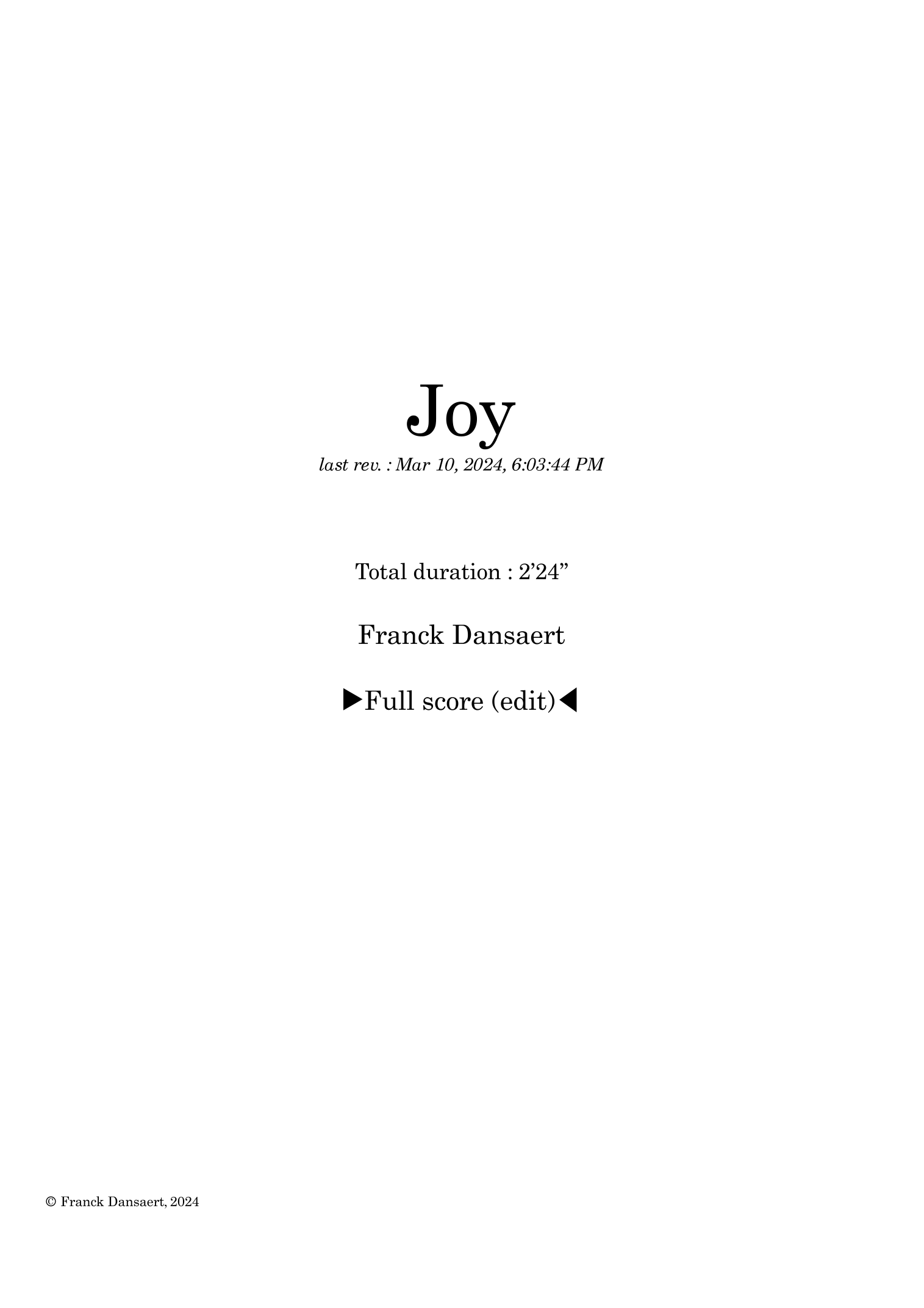 Joy - Score Only (仅总谱) by Franck Dansaert Full Orchestra (管弦乐团) - 预览