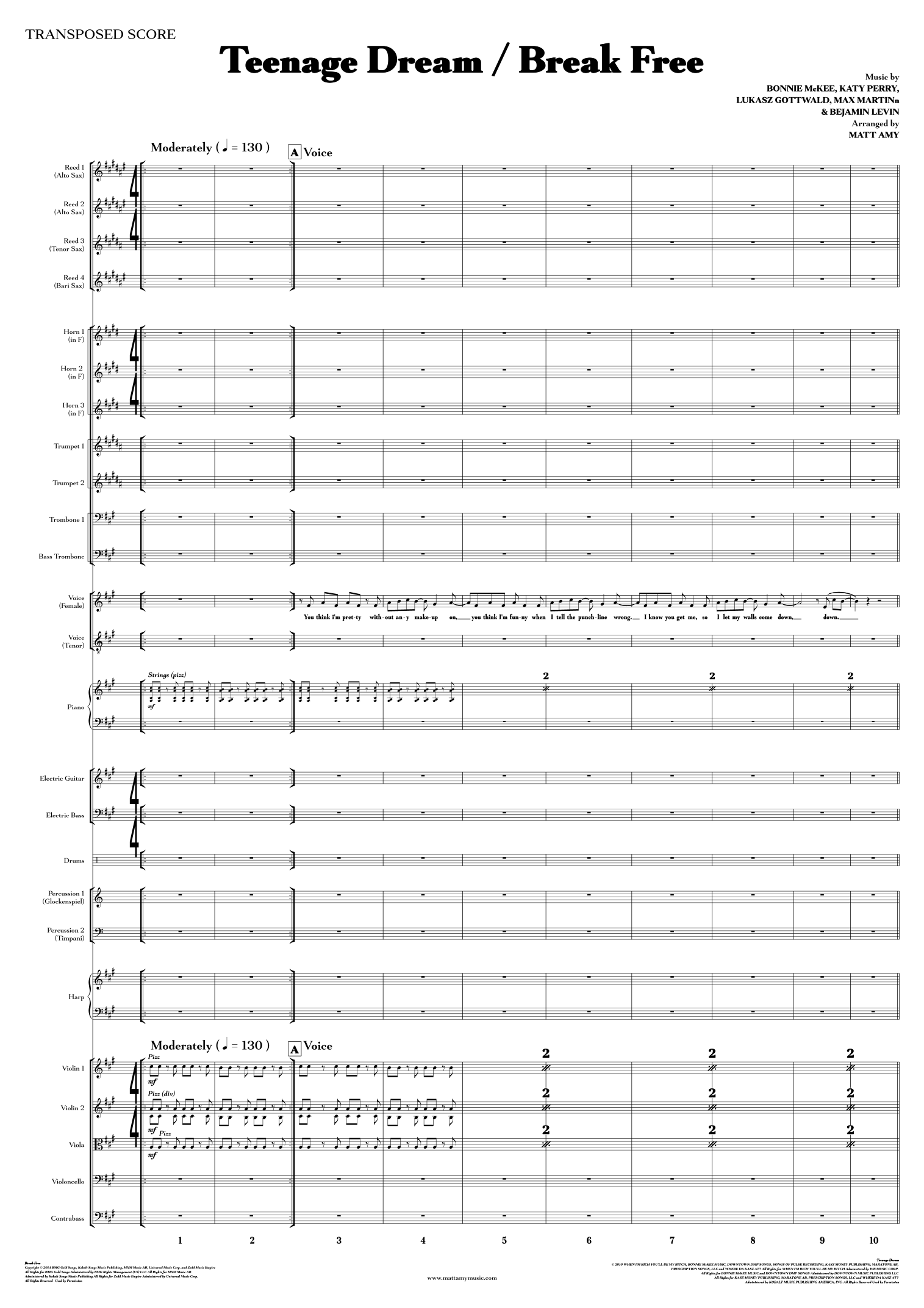 Medley: Teenage Dream with Break Free (arr. Matt Amy) by Matt Amy Full Orchestra