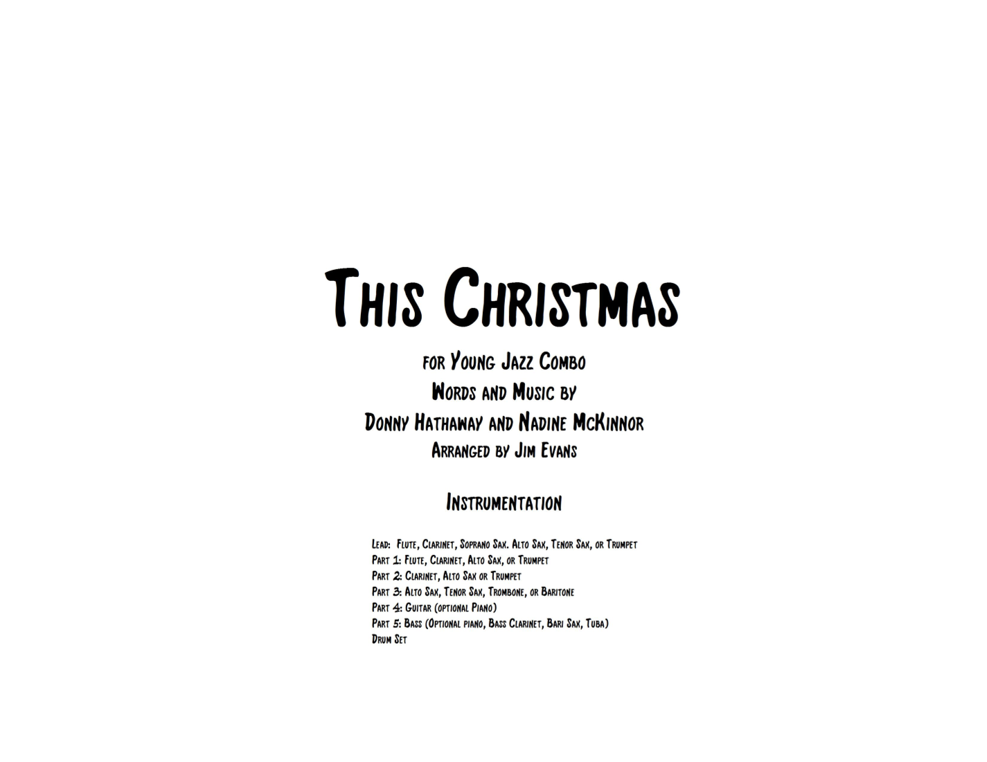 Interactive Digital Sheet Music preview of 'This Christmas (arr. Jim Evans)' by Donny Hathaway, Performance Ensemble page 1