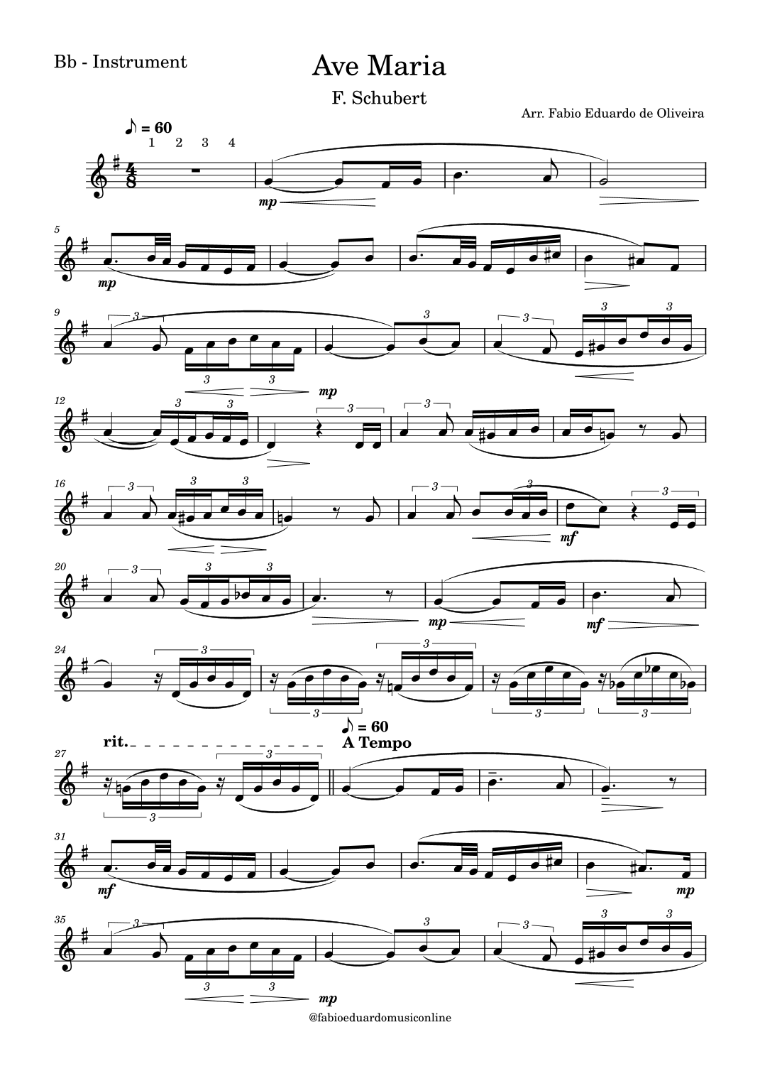 Ave Maria Sheet Music Fabio Eduardo de Oliveira Trumpet Solo