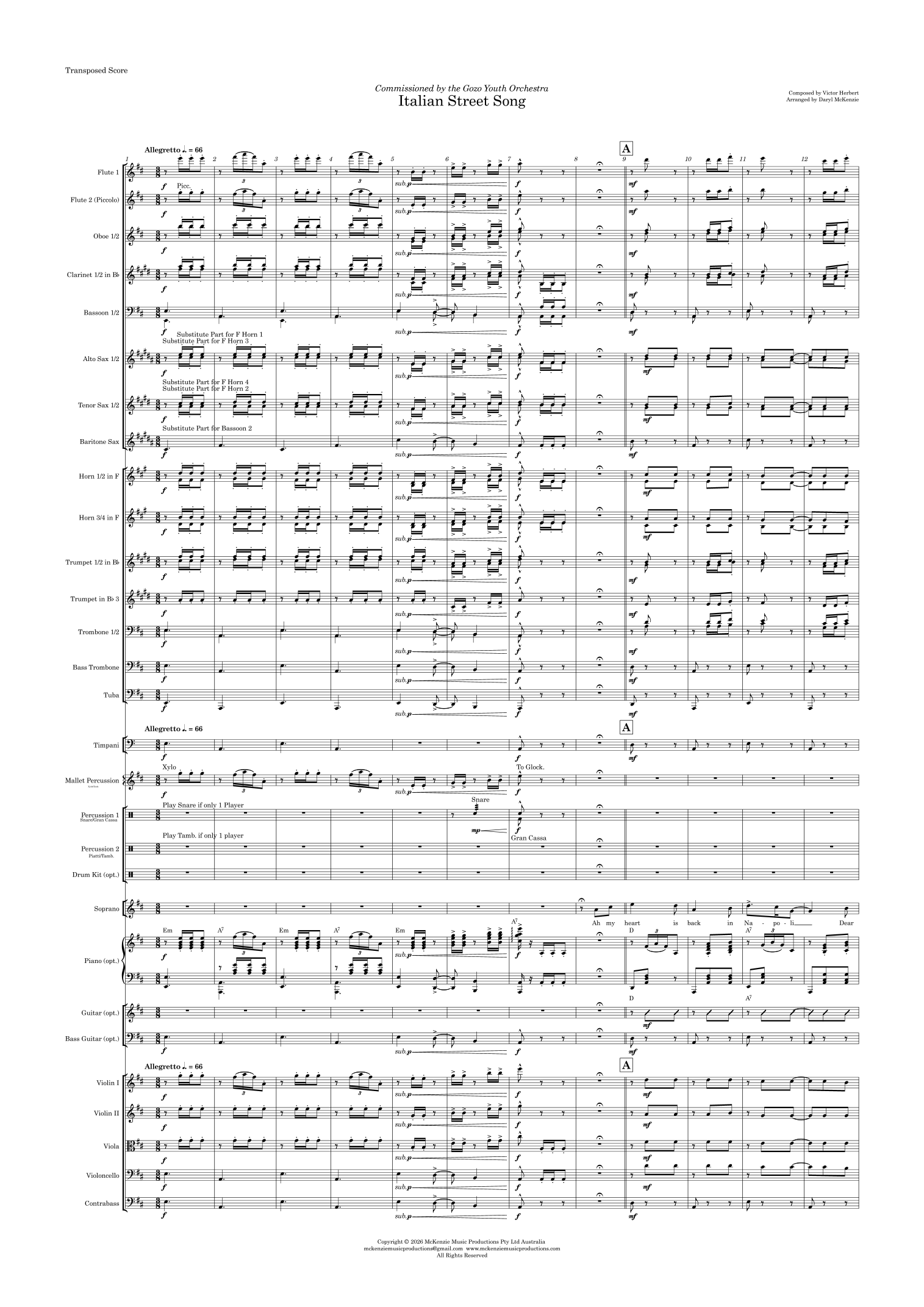 Italian Street Song (arr. Daryl McKenzie) by Daryl McKenzie 管弦乐团 - 预览