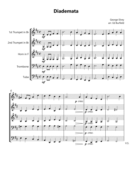 Diademata - Hymn Tune for Brass Quintet (with descant) (arr. Edward Burfield) Digital Sheet Music