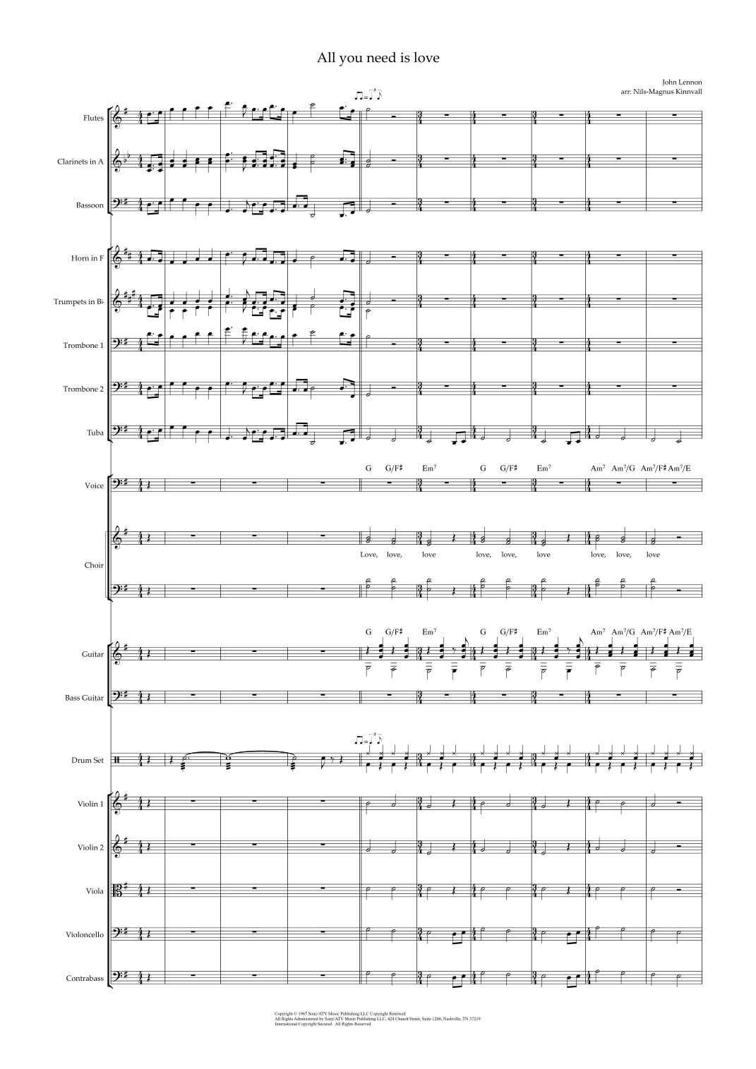 All You Need Is Love (arr. Nils-Magnus Kinnvall) by The Beatles 管弦乐团 - 预览