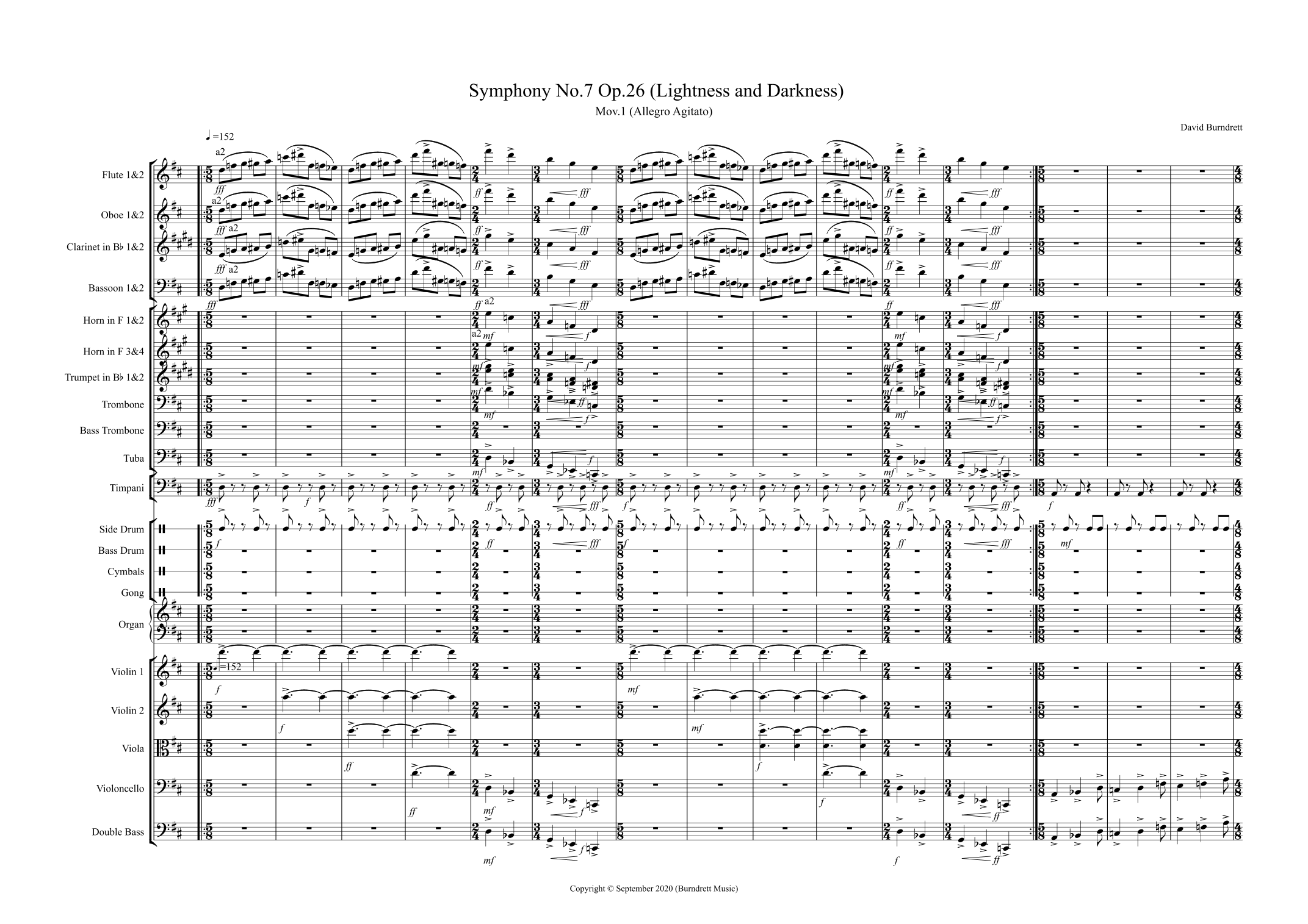 Symphony No.7 Op.26 (Lightness and Darkness) by David Burndrett Full Orchestra (第七交响曲 Op.26《光与暗》管弦乐团全编制) - 预览