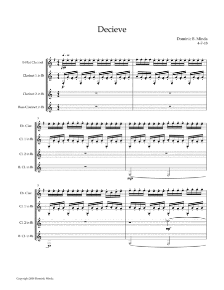 Decieve- A clarinet quartet Partituras Digitales