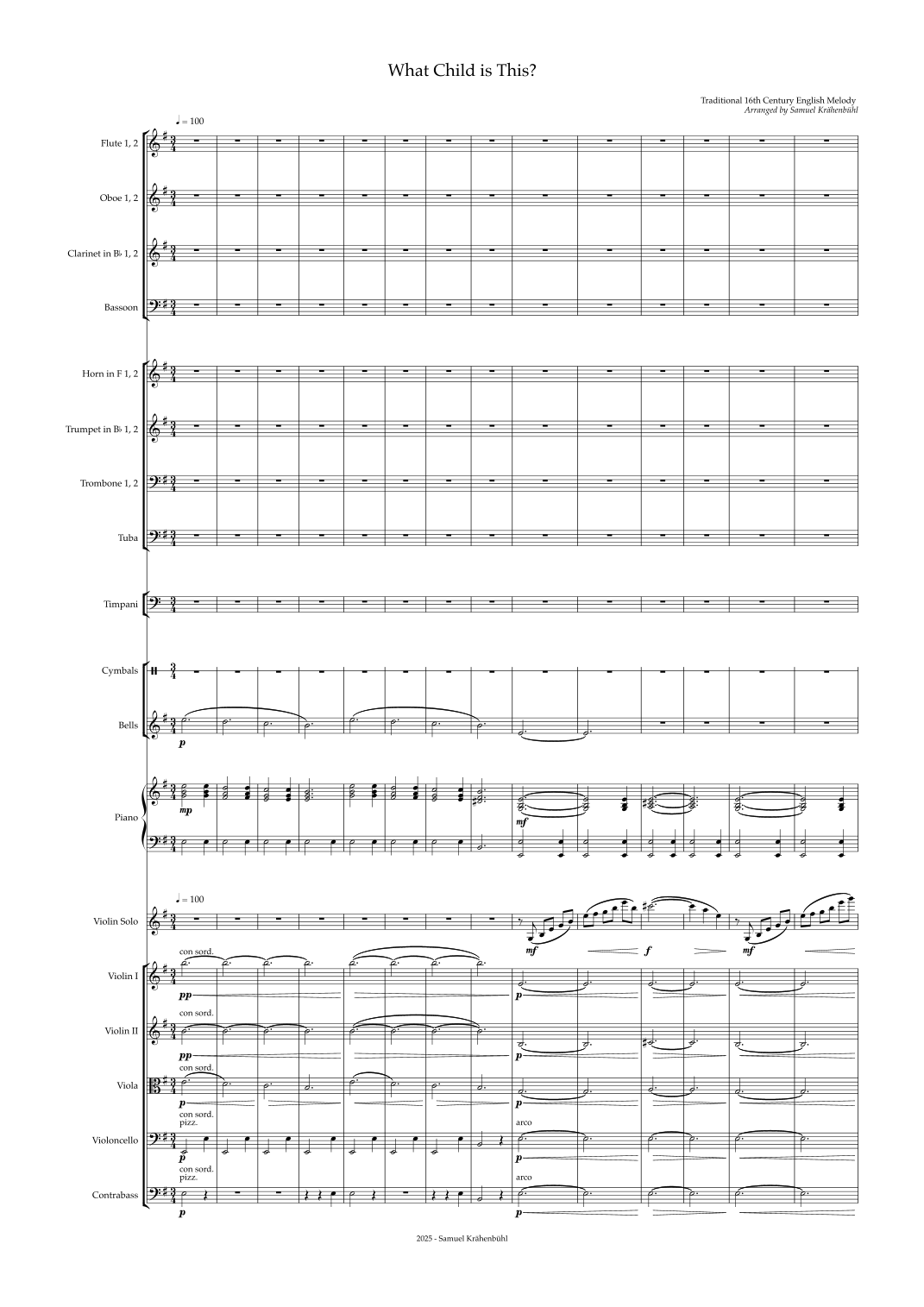 What Child Is This? (Greensleeves) (arr. Samuel Krähenbühl) by English Traditional Song Full Orchestra