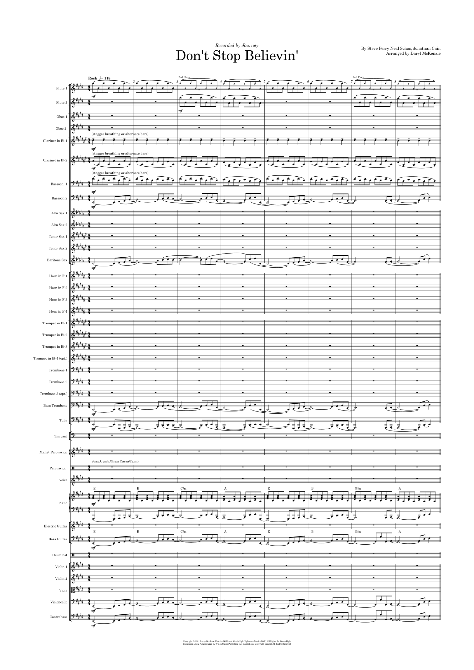 Don't Stop Believin' (arr. Daryl McKenzie) by Journey Full Orchestra (管弦乐团全谱) - 预览