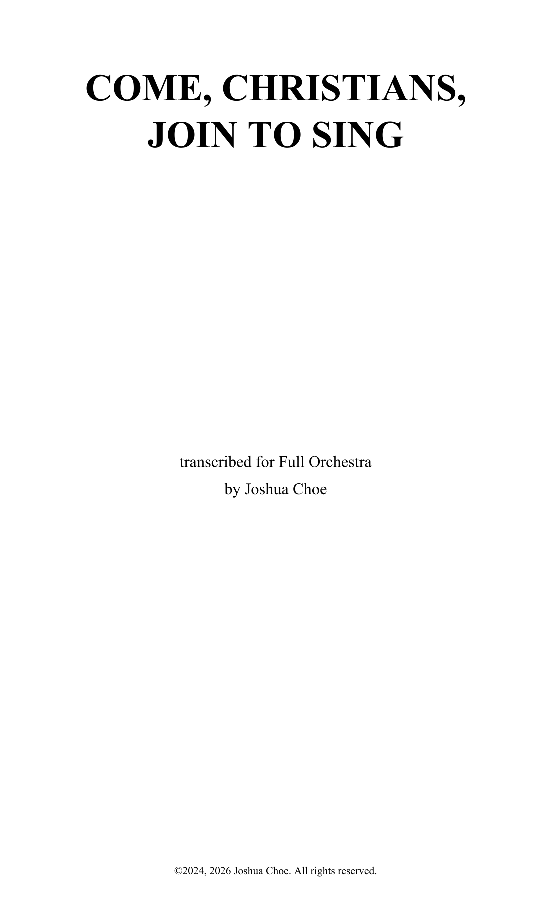 Come, Christians, Join to Sing (arr. JMJ Arrangements) by Traditional Full Orchestra