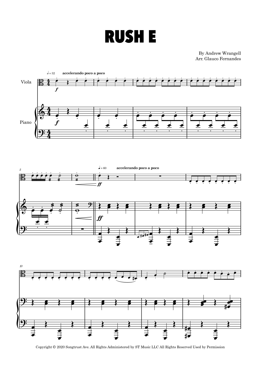 Rush E (arr. Glauco Fernandes) by Andrew Wrangell Sheet Music for