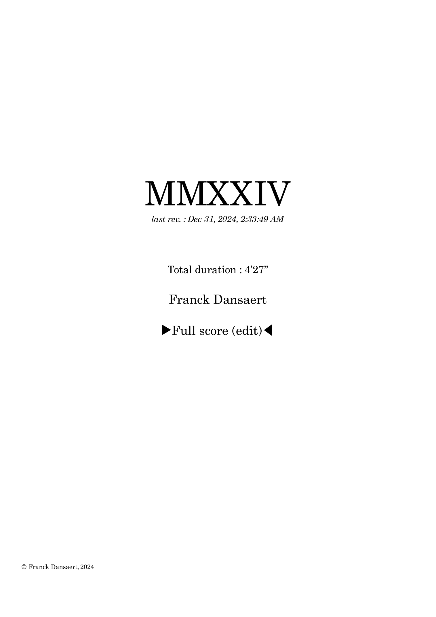 MMXXIV - Score Only by Franck Dansaert Full Orchestra