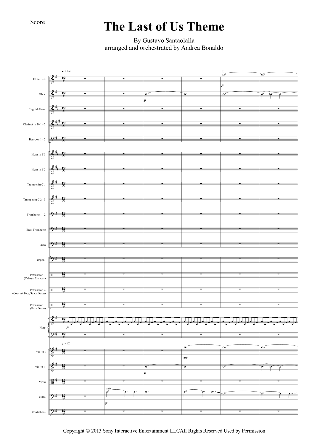 The Last Of Us (arr. Andrea Bonaldo) by Gustavo Santaolalla Full Orchestra - 预览