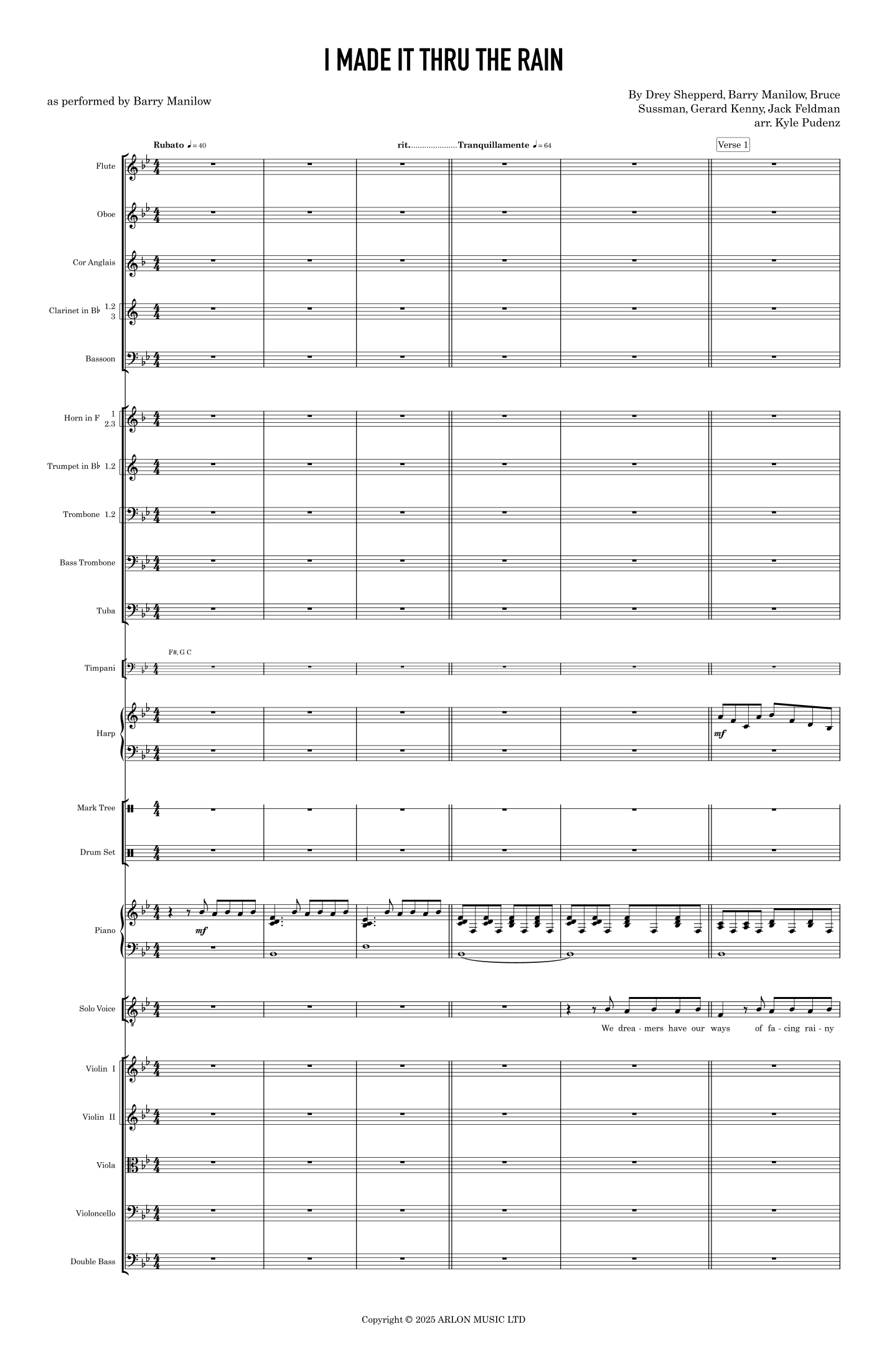 I Made It Thru The Rain (arr. Kyle Pudenz) by Jack Feldman Full Orchestra