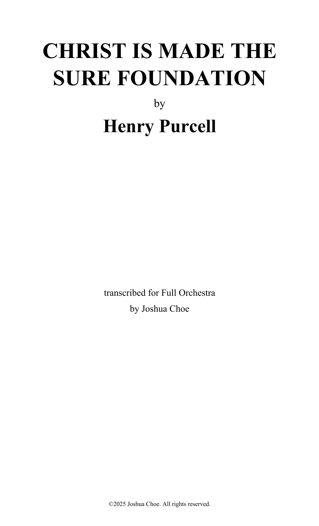 Christ Is Made the Sure Foundation (arr. JMJ Arrangements) by Henry Purcell 管弦乐团 - 预览
