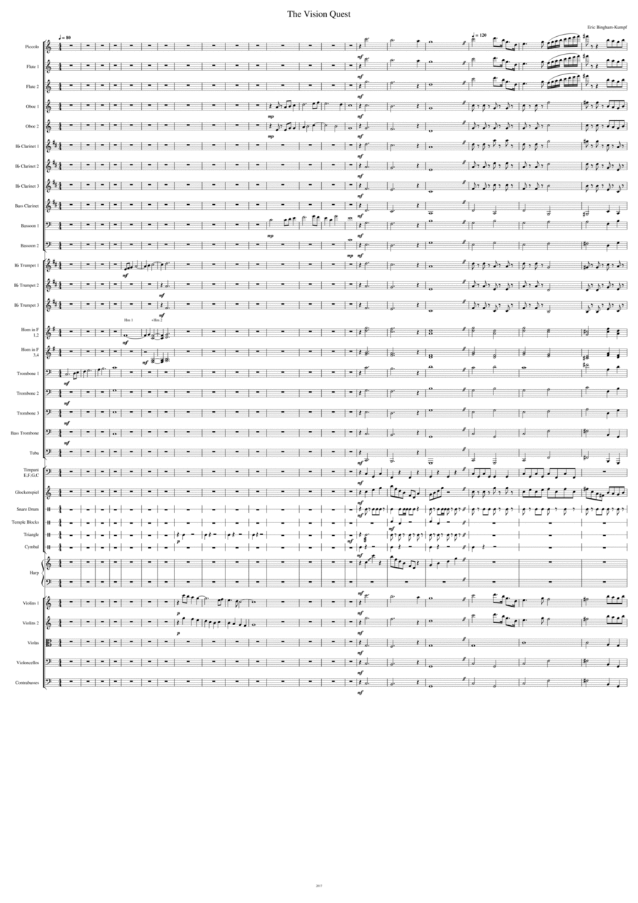 The Vision Quest Sheet Music Eric BinghamKumpf Full Orchestra