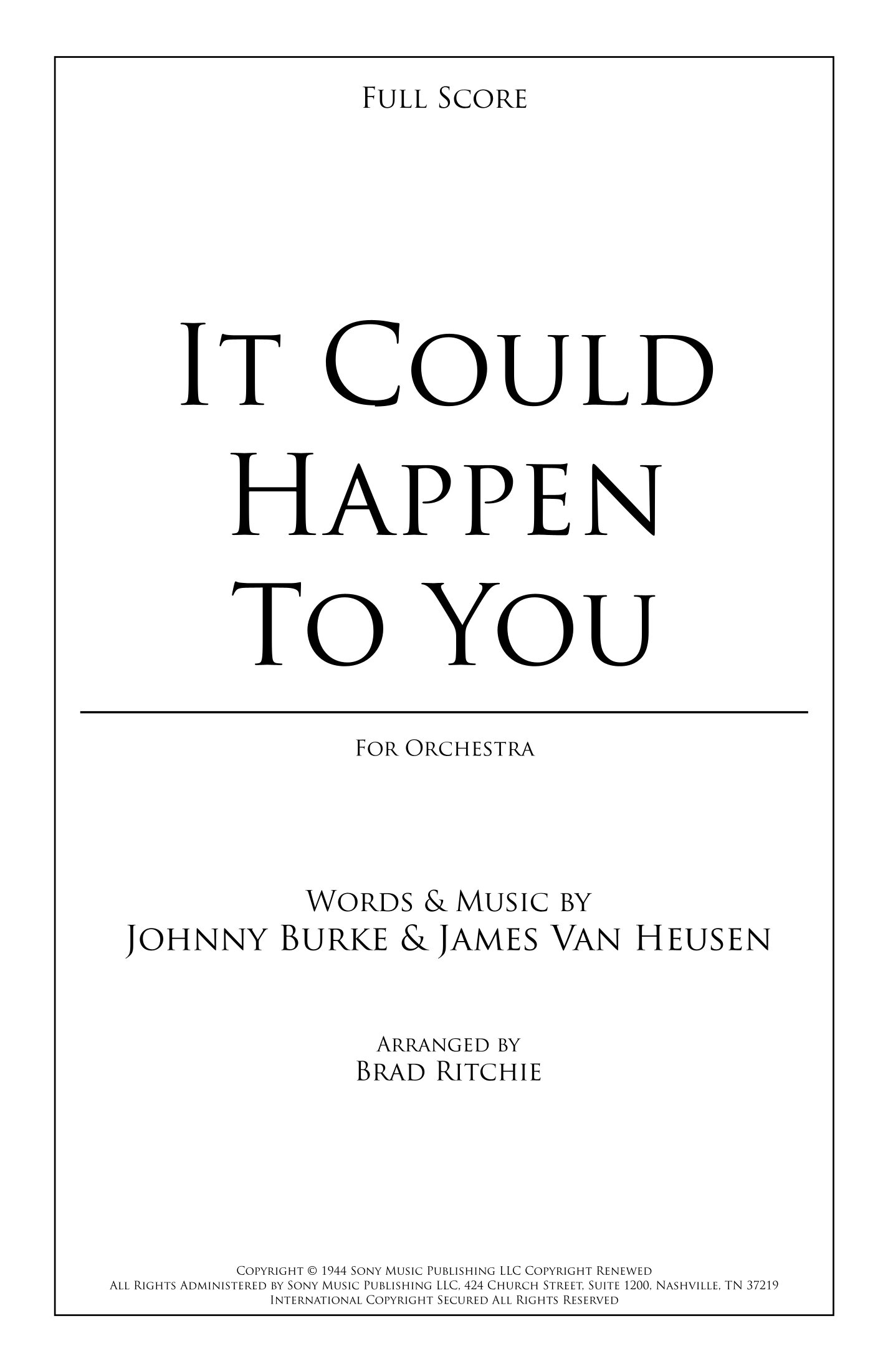 It Could Happen To You (arr. Brad Ritchie) by June Christy Full Orchestra