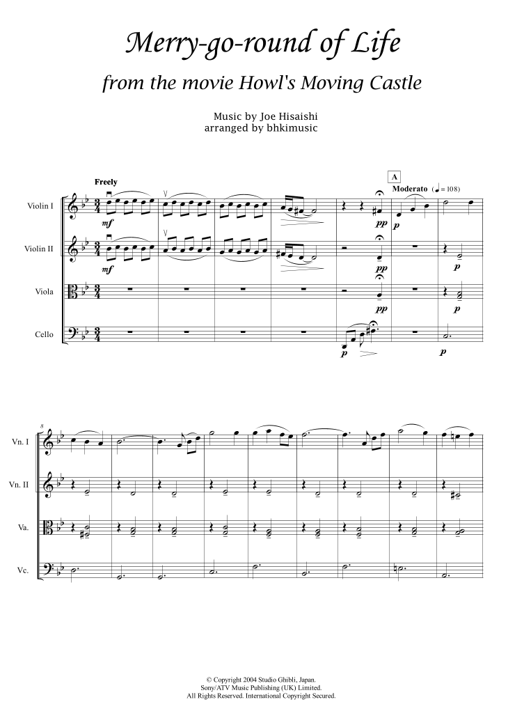 Merry Go Round 4点 まとめ商品 Merry-go-round Of Life by Kumiko Sheet Music for Viola Duet (arr