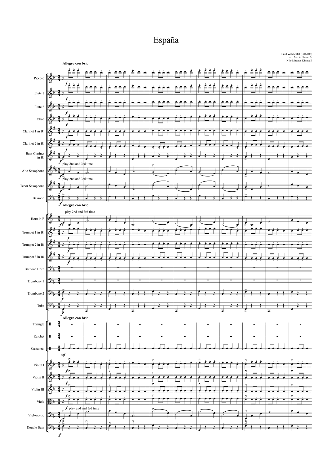 España (arr. Nils-Magnus Kinnvall) by Emile Waldteufel 管弦乐团 - 预览