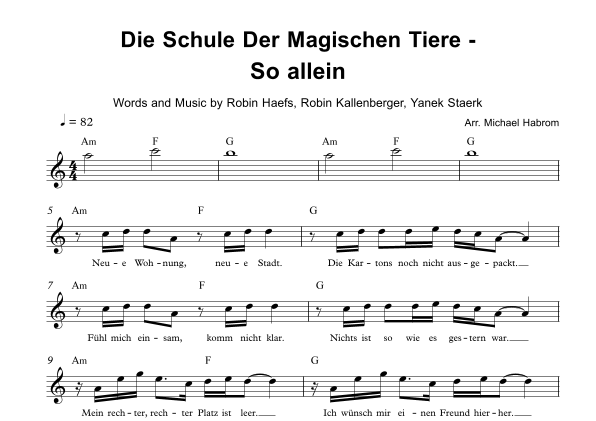 So Allein Sheet Music | Die Schule Der Magischen Tiere | Flute Solo