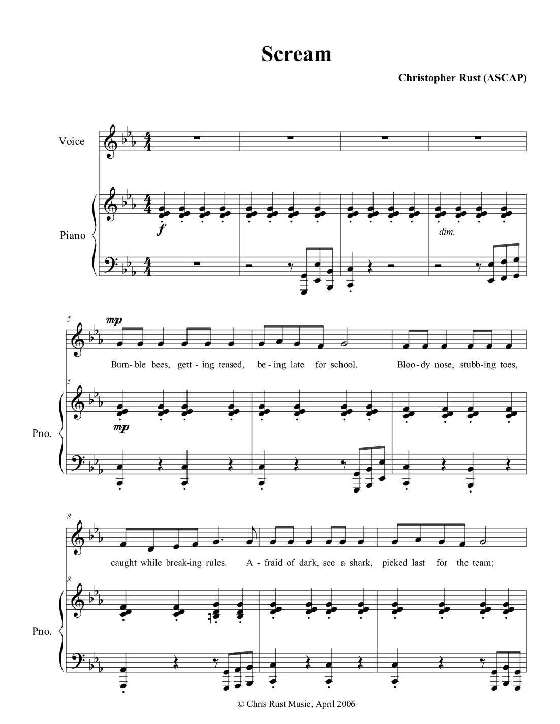 Scream by Christopher Rust Sheet Music for Unison Choir at Sheet Music ...