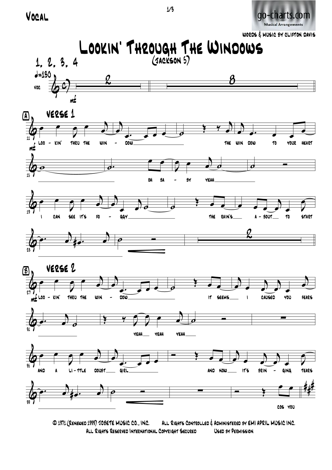Lookin' Through The Windows (arr. Andy Davidson go-charts.com) by The Jackson 5 管弦乐团 - 预览