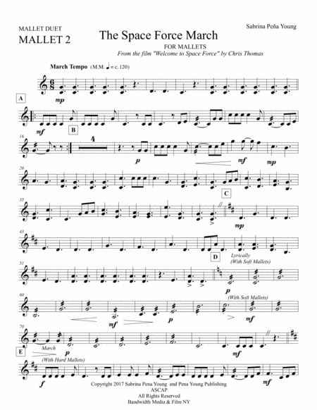 The Space Force March For Mallet Duet Xylophone Marimba Glockenspiel 