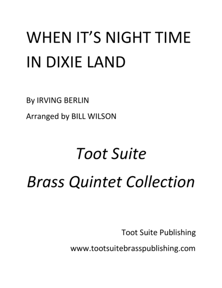 When It's Night Time in Dixie Land (arr. Bill Wilson) Digital Sheet Music