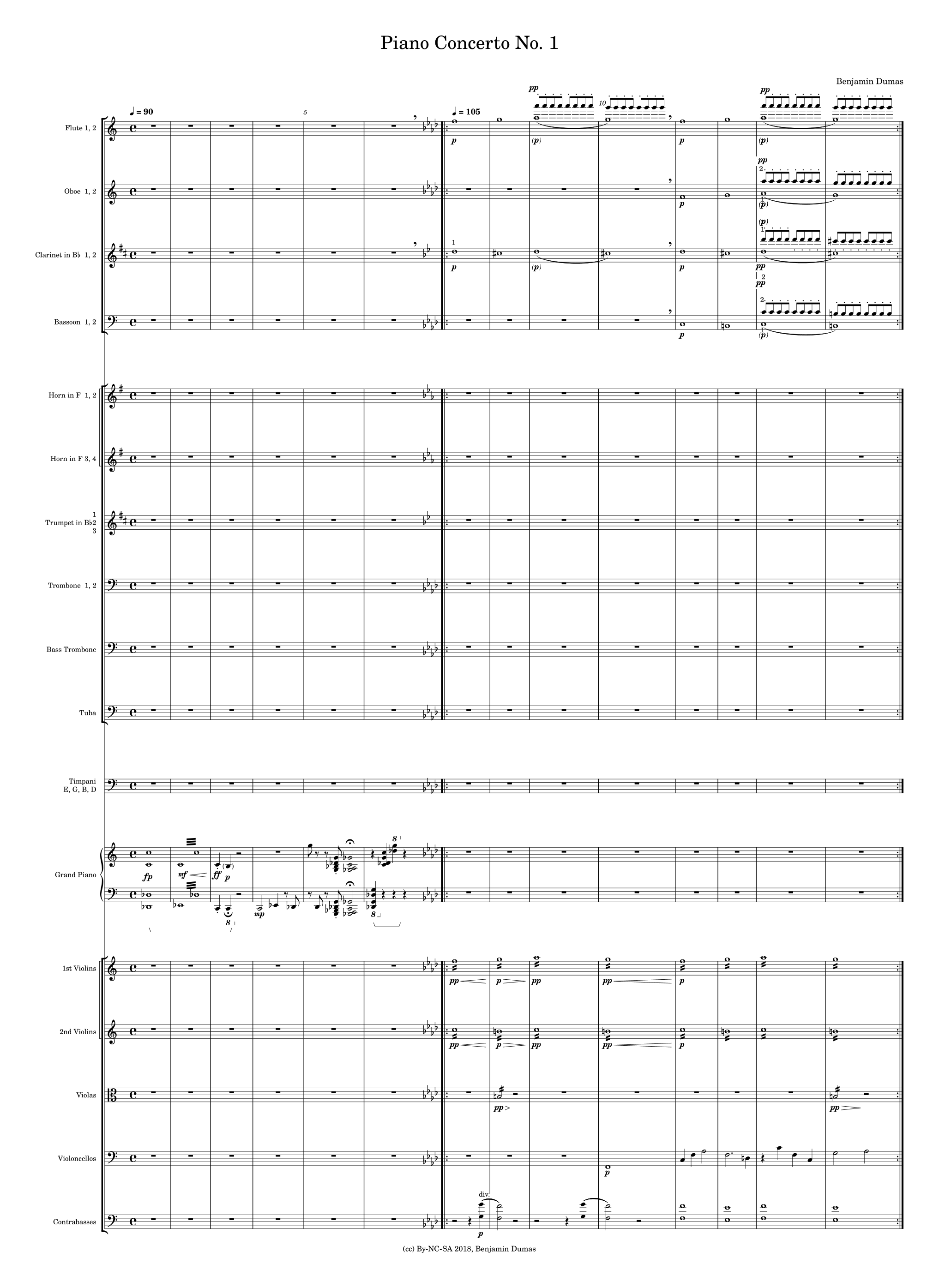 【本杰明·杜马斯《第一钢琴协奏曲》管弦乐总谱】Piano Concerto No. 1 by Benjamin Dumas Full Orchestra PDF乐谱下载