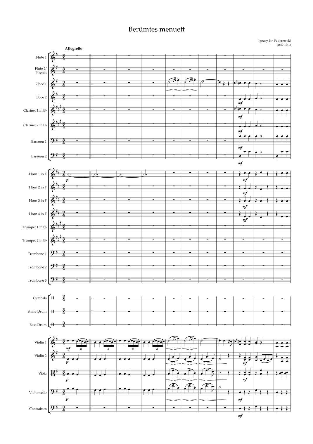 Berümtes menuett (arr. Unknown) by Ignacy Jan Paderewski 管弦乐团 - 预览
