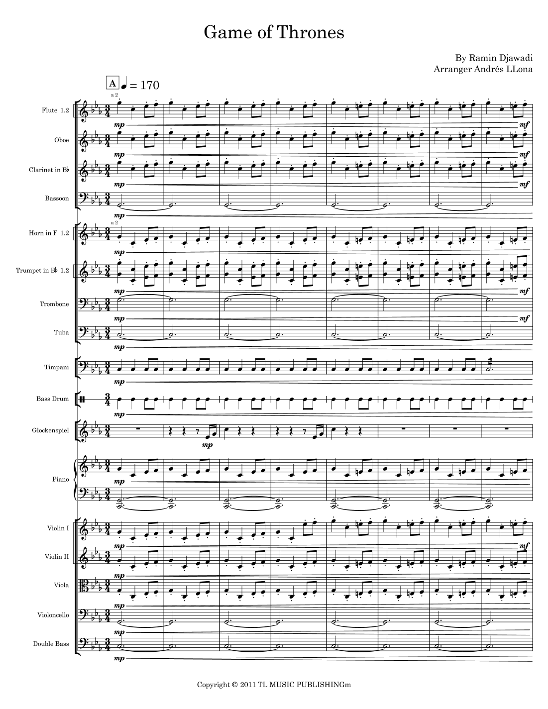 Game Of Thrones (arr. Andrés LLona) by Various Full Orchestra