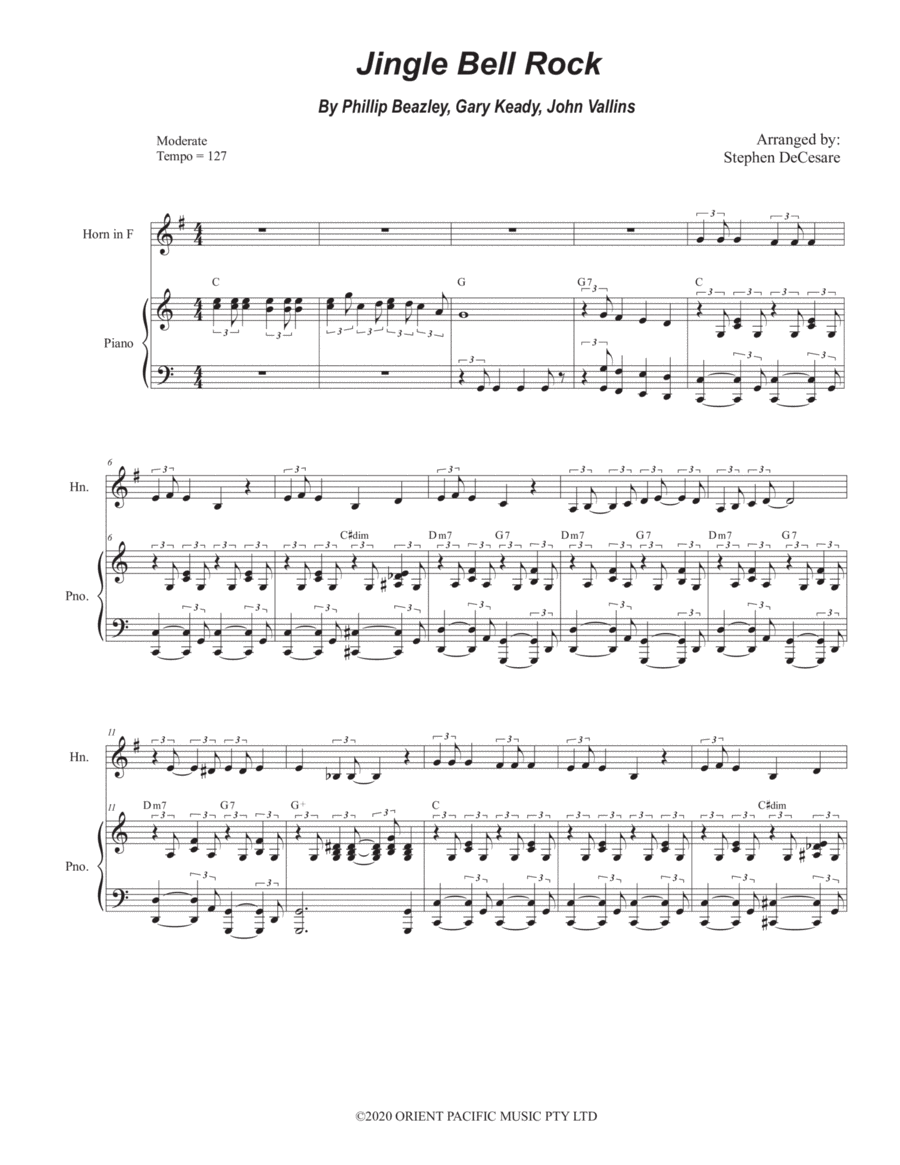 Jingle Bell Rock Sheet Music John Mcintyre Vallins French Horn and