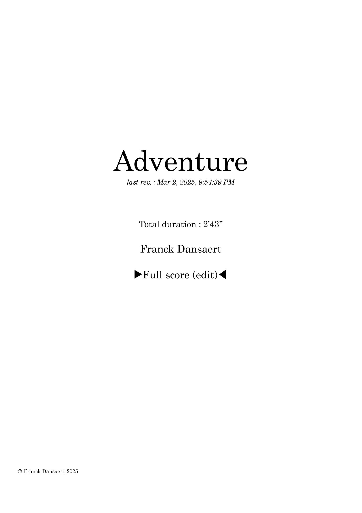 Adventure - Franck Dansaert 管弦乐团(仅总谱) - 预览